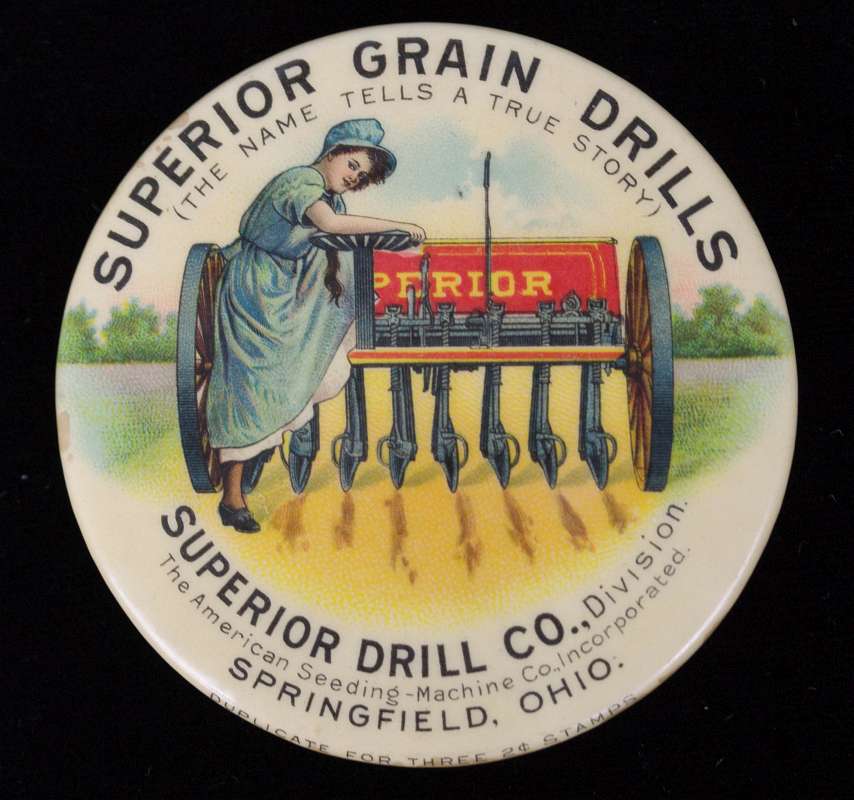 SUPERIOR GRAIN DRILLS CO ADVERTISING POCKET MIRROR