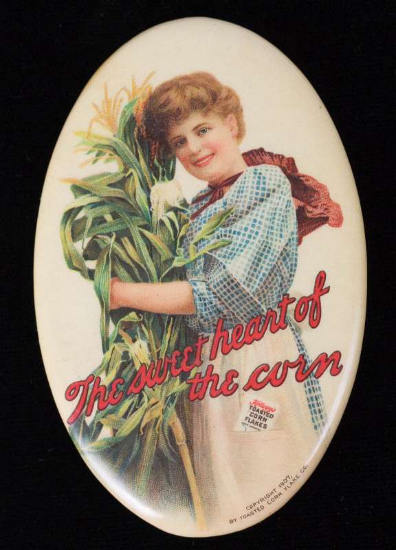 A 1907 KELLOGG'S CORNFLAKES CELLULOID ADVTG MIRROR