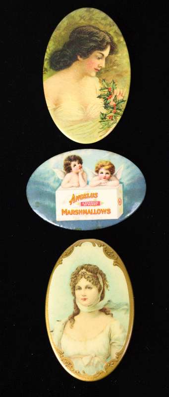 CELLULOID POCKET MIRRORS INCL ANGELUS MARSHMALLOWS