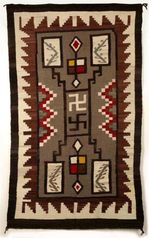 A WESTERN RESERVATION STORM PATTERN NAVAJO RUG