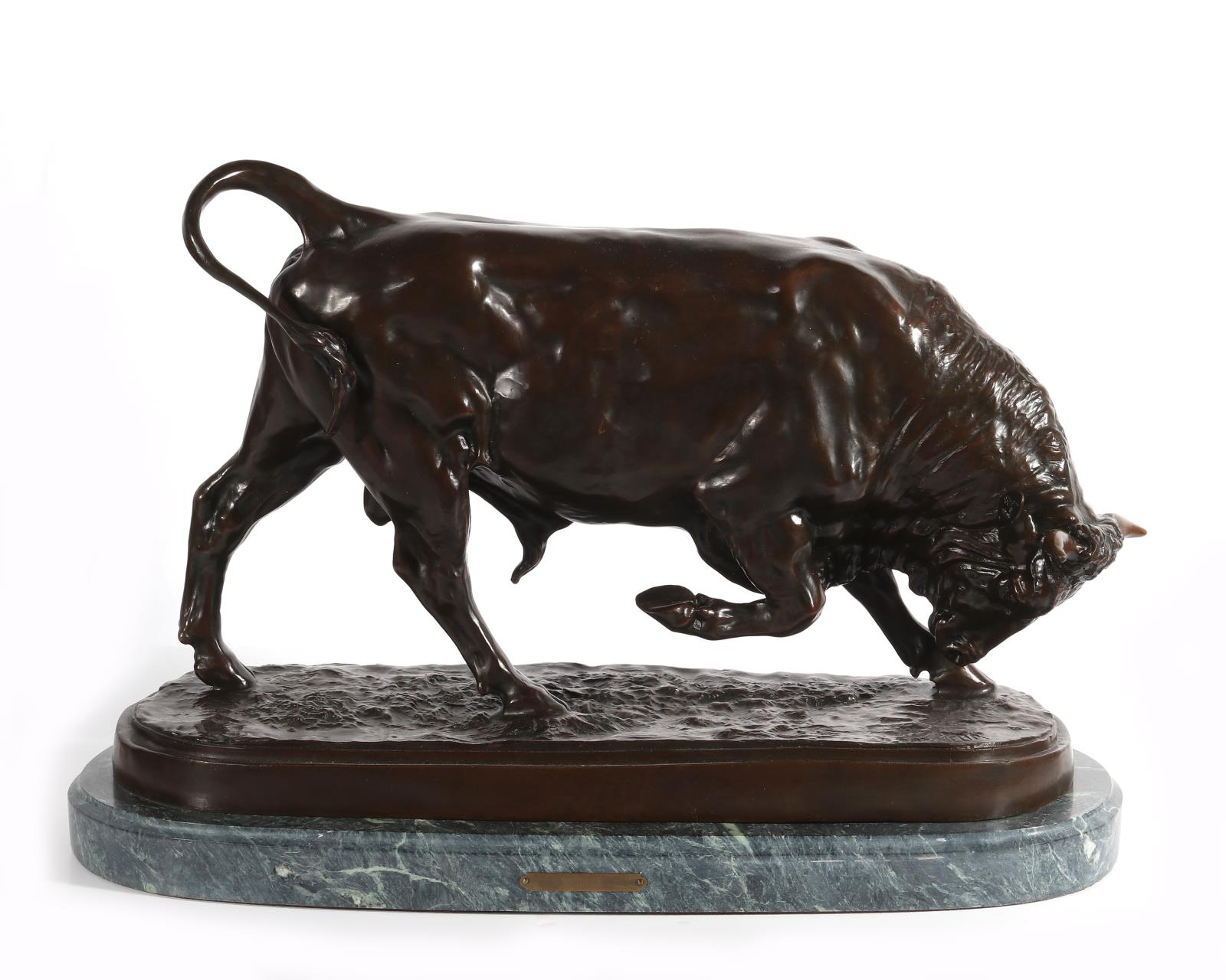 A 20TH C. BRONZE BULL SCULPTURE AFTER BONHEUR