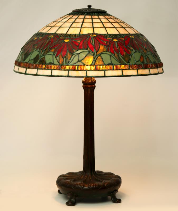 A TIFFANY STUDIOS 'CHASED POD' BRONZE LAMP BASE