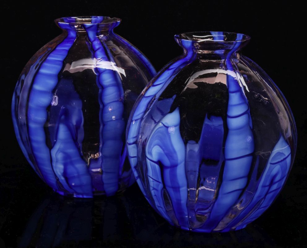 A NEAR PAIR KRALIK CZECHOSLOVAKIA ART GLASS VASES