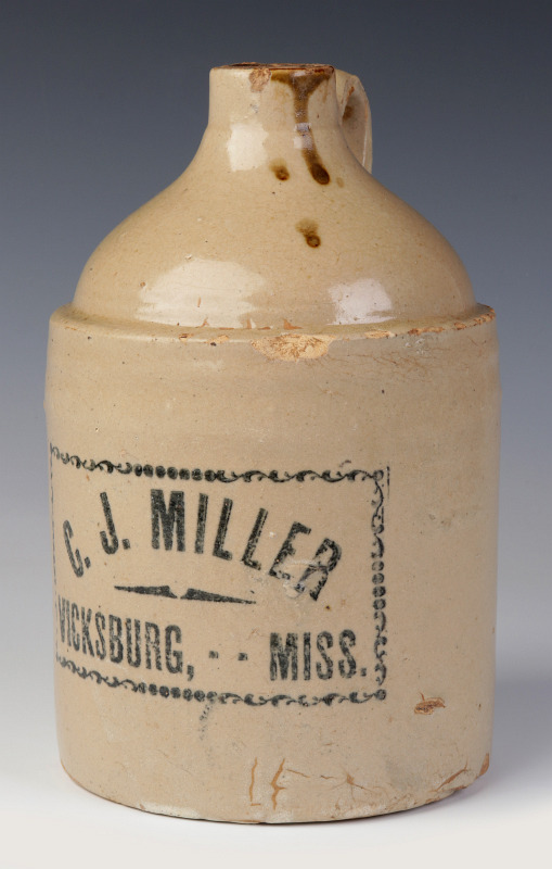 C. J. MILLER VICKSBURG MISSISSIPPI ADVERTISING JUG