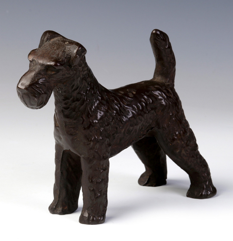 A HUBLEY TERRIER CAST IRON FIGURAL DOORSTOP 