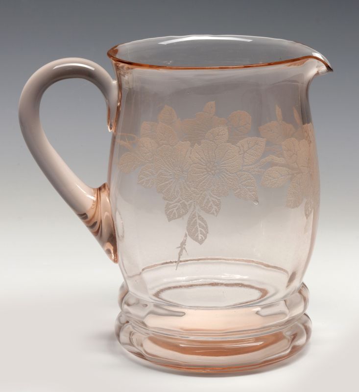 A MacBETH-EVANS 'DOGWOOD' DEPRESSION GLASS PITCHER