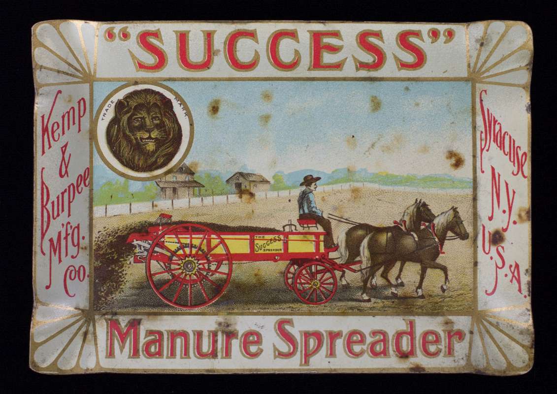 KEMP & BURPEE MANURE SPREADER ADVERTISING TIP TRAY