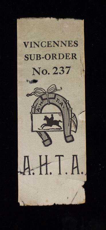 A RARE AHTA ANTI-HORSE THIEF ASSOCIATION RIBBON