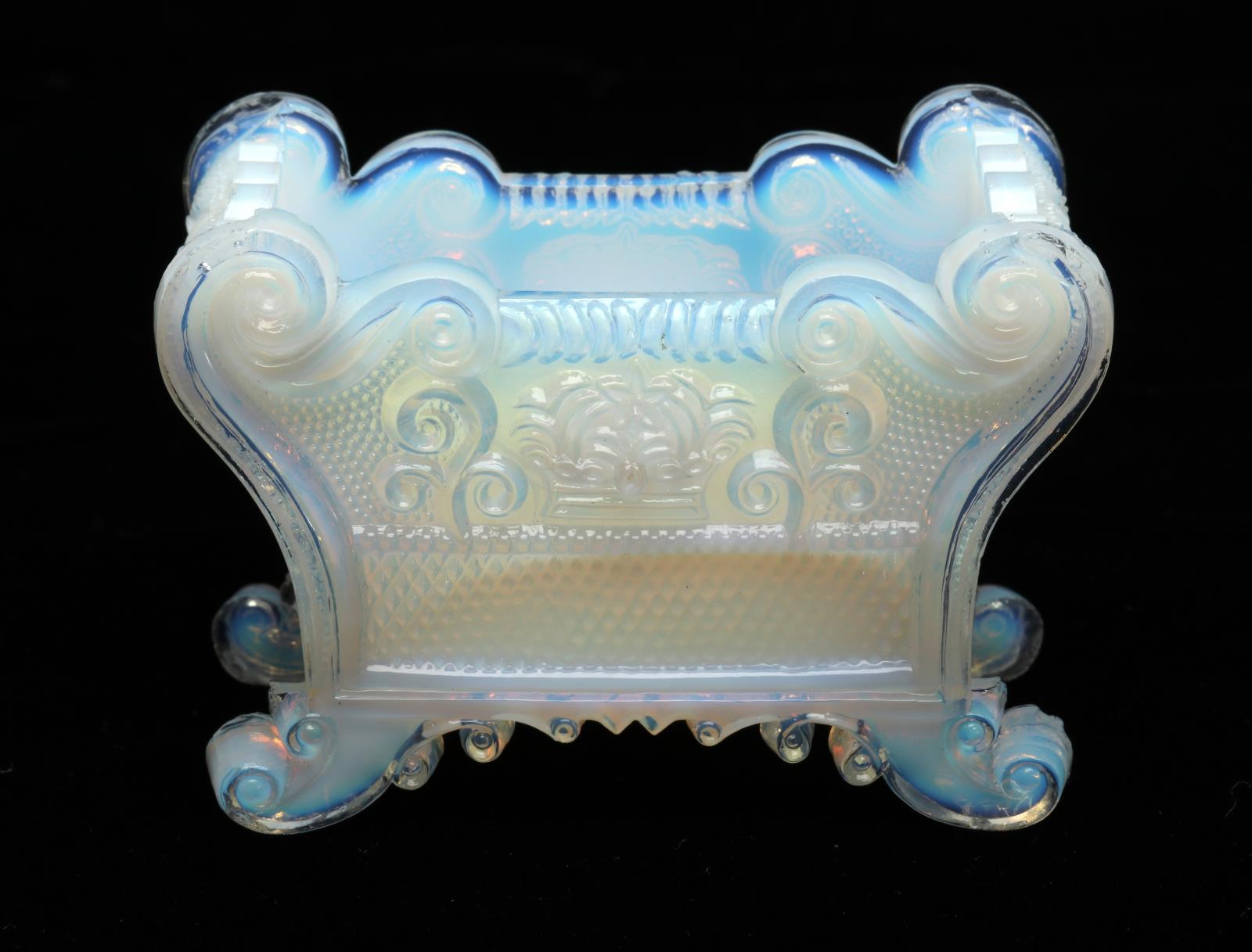 A RARE C. 1820 LACY OPALESCENT FLINT GLASS OPEN SA