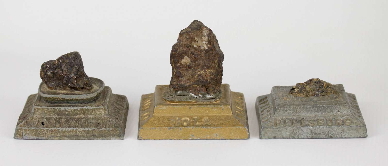 THREE LANYON ZINC OF KS. ADVERTISING PAPERWEIGHTS