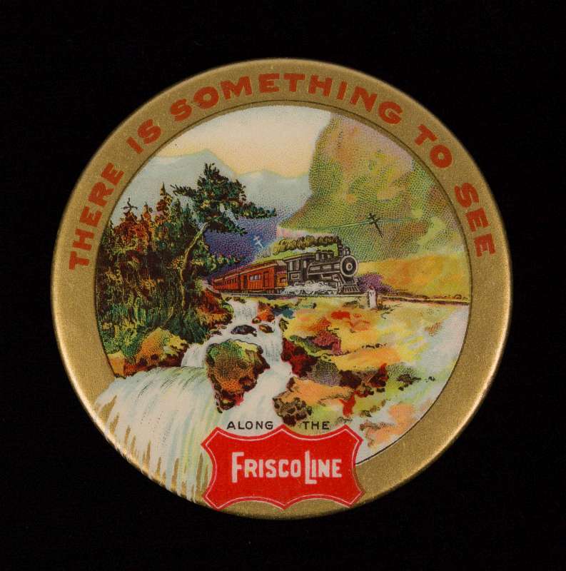 FRISCO LINE RAILROAD ADVERTISING POCKET MIRROR