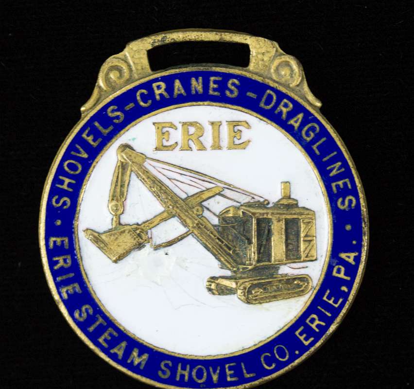 ERIE STEAM SHOVEL CO. ENAMEL ADVERTISING FOB