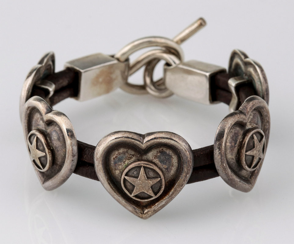 ARNOLD GOLDSTEIN STERLING HEARTS 'CONCHO' BRACELET