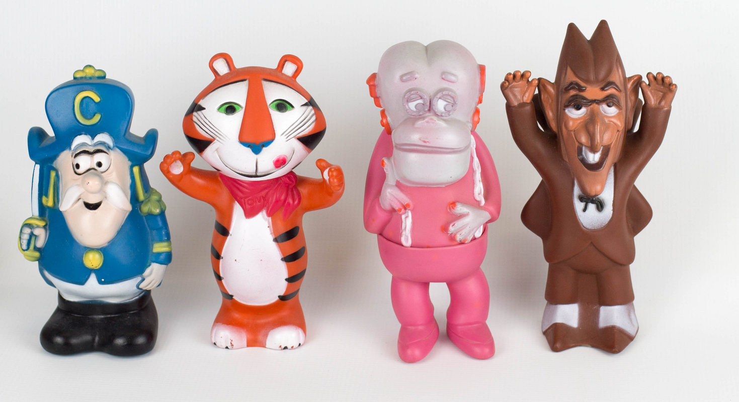 FOUR 1970s VINYL CEREAL AVERTISING MASCOT FIGURES