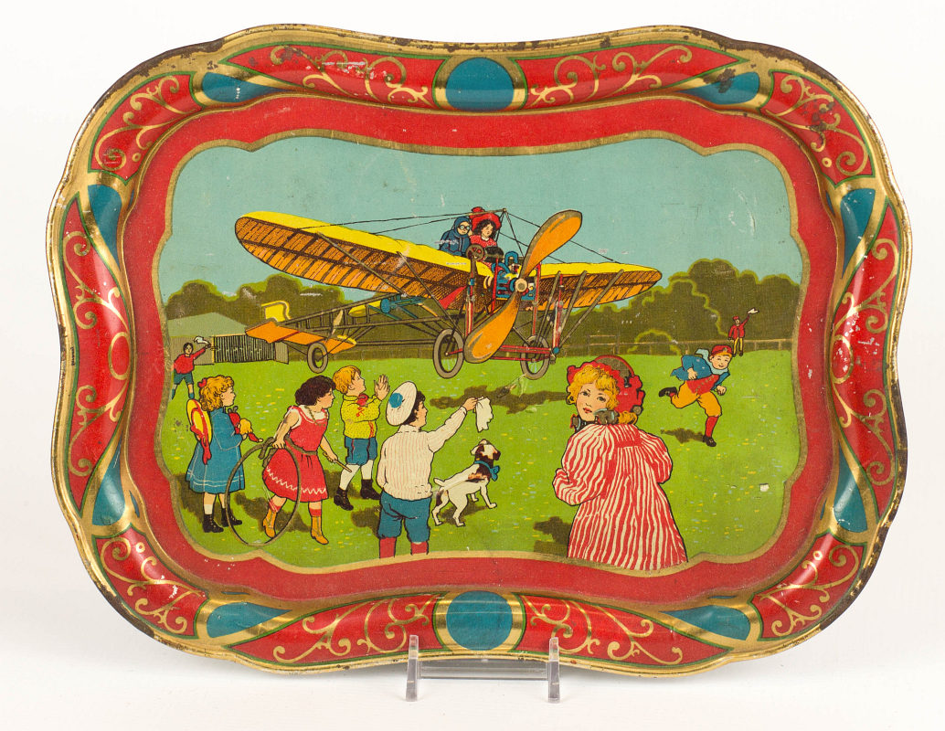 EARLY AVIATION TIN LITHO CHILD'S TRAY