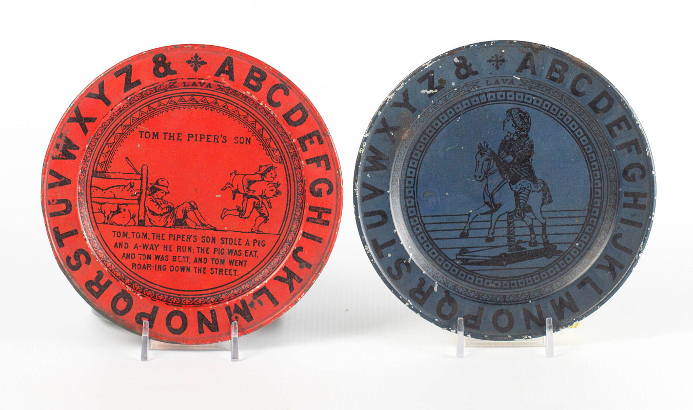 TWO TIN LITHO ABC PLATES