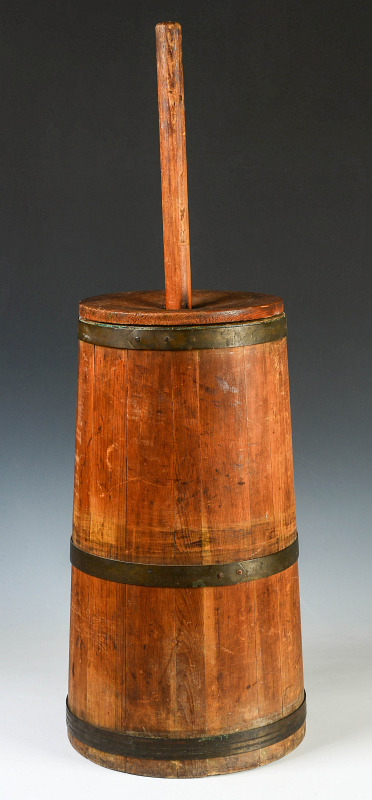 #211: A 19TH CENTURY AMERICAN CEDAR STAVE BUTTER CHURN