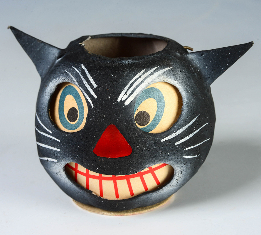 A GERMAN PRESSED PAPER BLACK CAT LANTERN