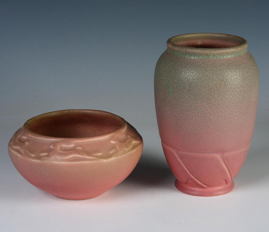 ROOKWOOD ART POTTERY VASE AND BOWL CIRCA 1920