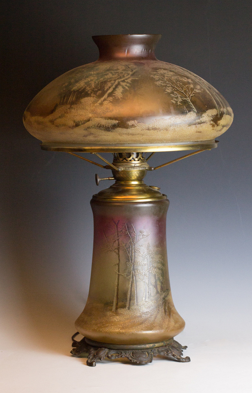 PAINTED SNOW SCENE LANDSCAPE LAMP ATTR PITTSBURGH