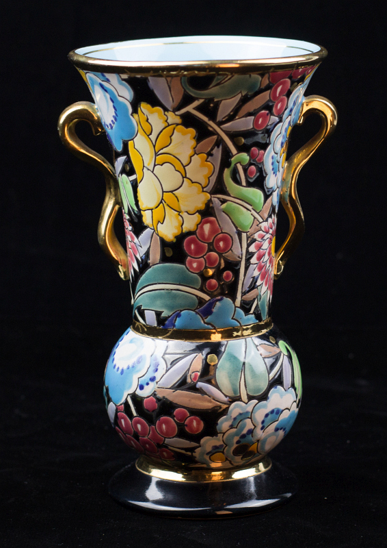 A BOCH FRERES LA LOUVIERE ENAMELED ART DECO VASE