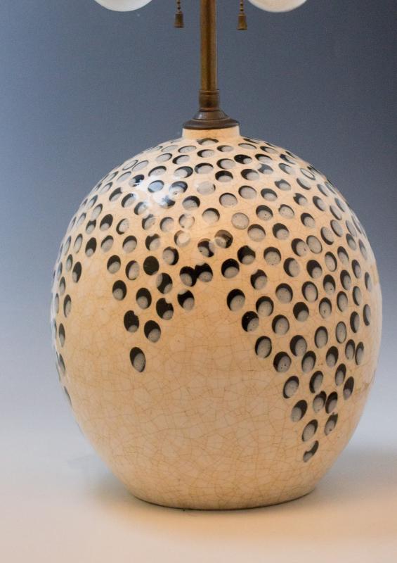 A GOOD FRENCH ART DECO CRACKLE GLAZE LAMP BASE