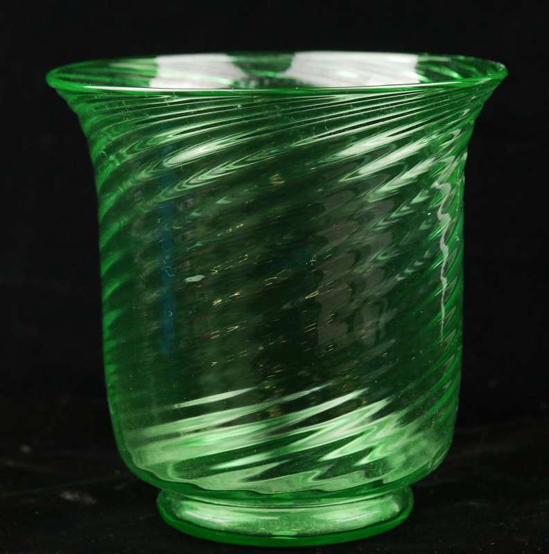 A STEUBEN POMONA GREEN OPTIC SWIRL VASE SHAPE 6030