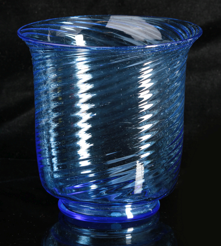 A STEUBEN FRENCH BLUE OPTIC SWIRL VASE SHAPE 6030