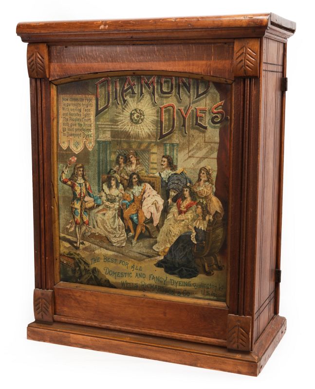 A CIRCA 1890 DIAMOND DYES 'COURT JESTER' CABINET 