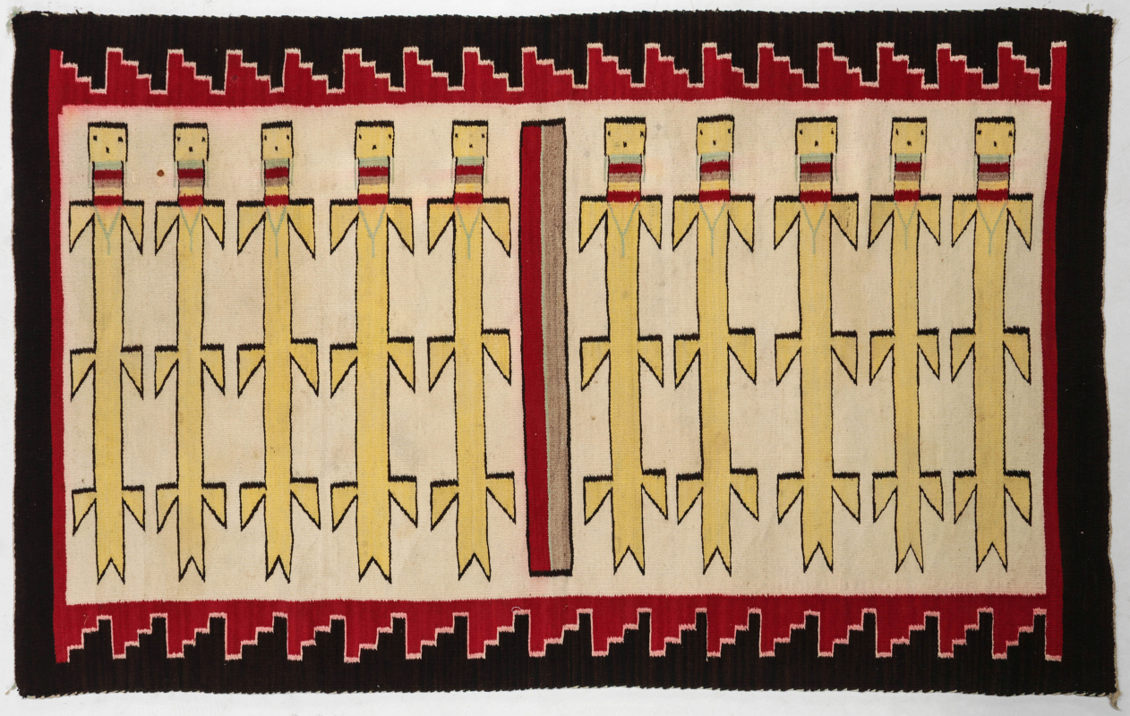 NAVAJO PICTORIAL WEAVING W/ YEI CORNSTALK FIGURES