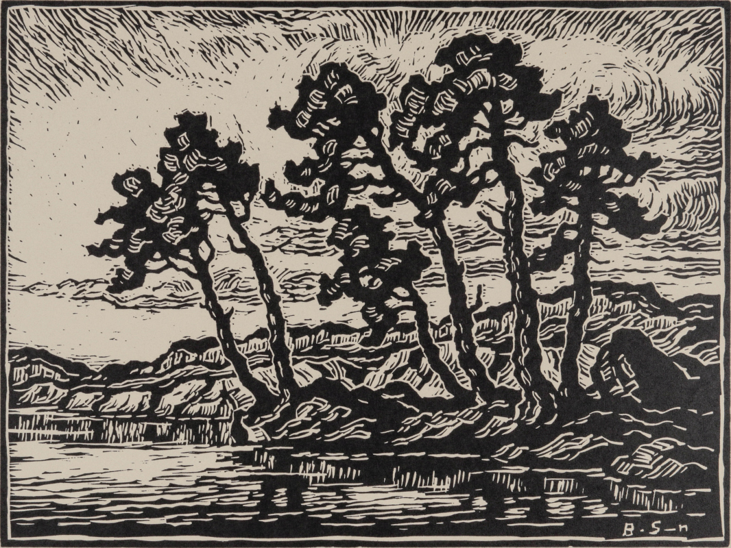 BIRGER SANDZEN (1871-1954) PENCIL SIGNED LINO CUT