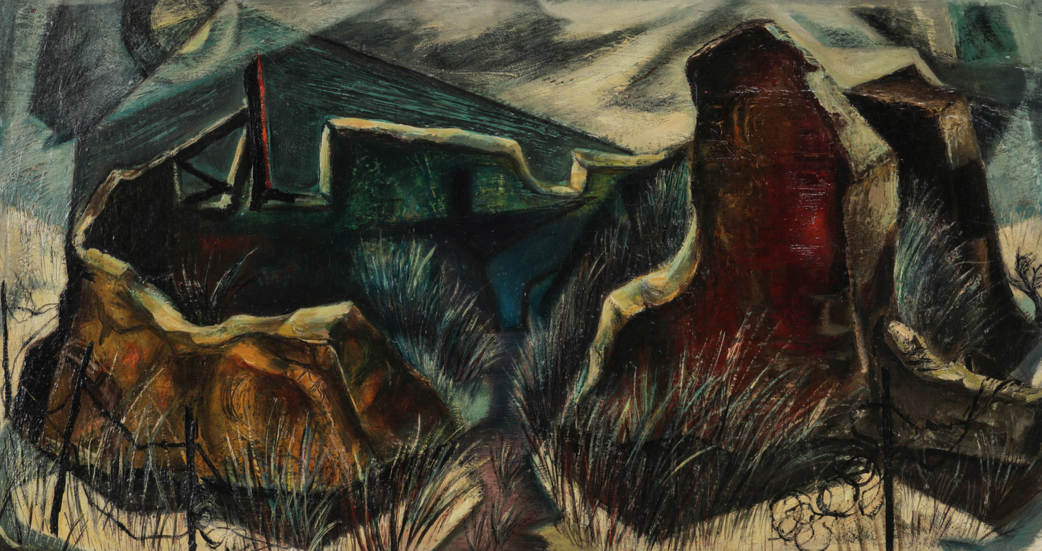 BURR SINGER (1908-1992) ADOBE RUINS ABSTRACTION
