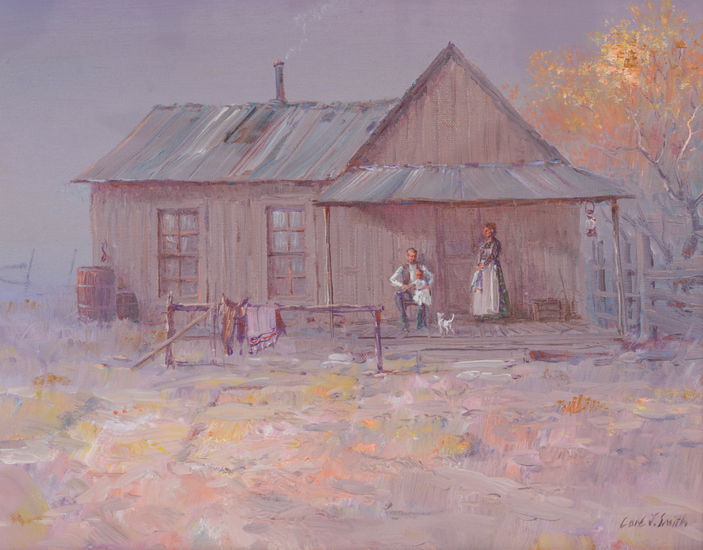 CARL J. SMITH (B 1928) WESTERN GENRE OIL ON CANVAS 