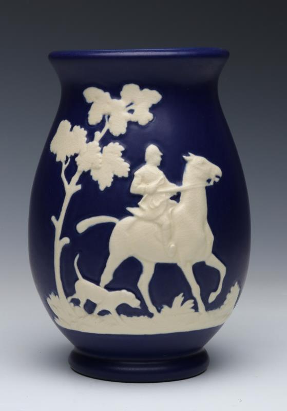 A WELLER 'CHASE' PATTERN ART POTTERY VASE