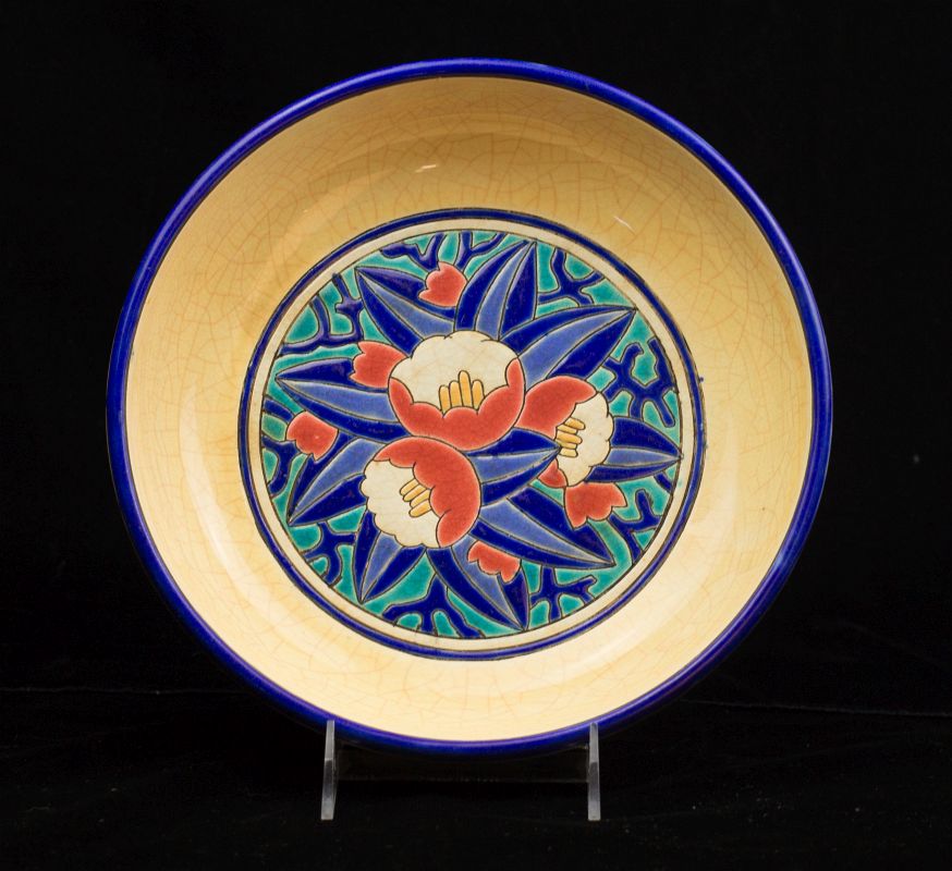 A LONGWY FRENCH ART DECO FOOTED BOWL