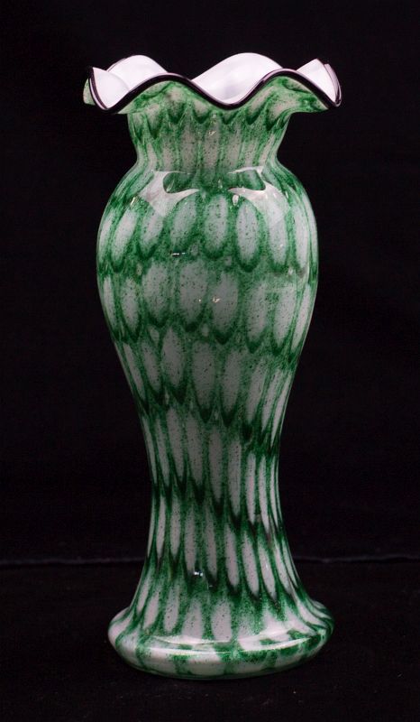 INTERNALLY DECORATED ART GLASS VASE CZECHOSLOVAKIA