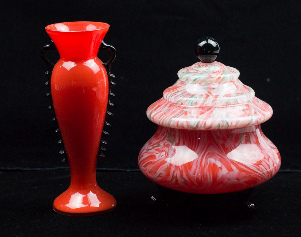 TWO CZECHOSLOVAKIAN ART GLASS OBJECTS 