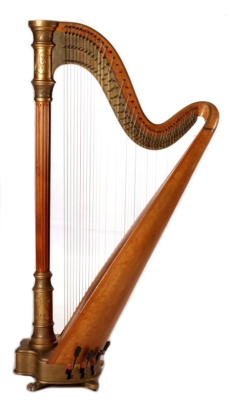 LYON & HEALY BIRD'S EYE MAPLE AND GILT HARP C.1930