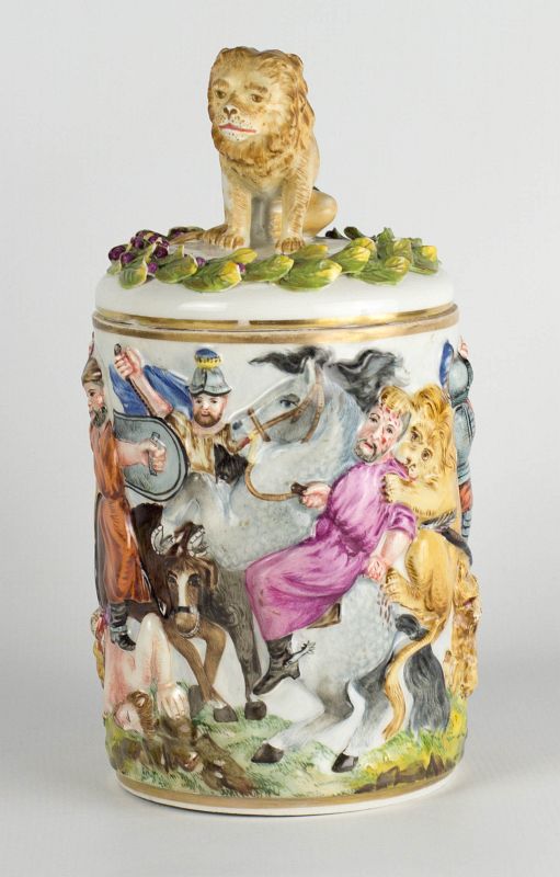 A 19TH C. CAPO DI MONTE TYPE PORCELAIN STEIN 