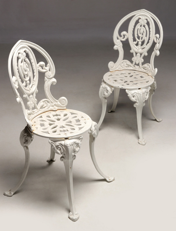 MID 20TH C. RENAISSANCE REVIVAL IRON GARDEN CHAIRS