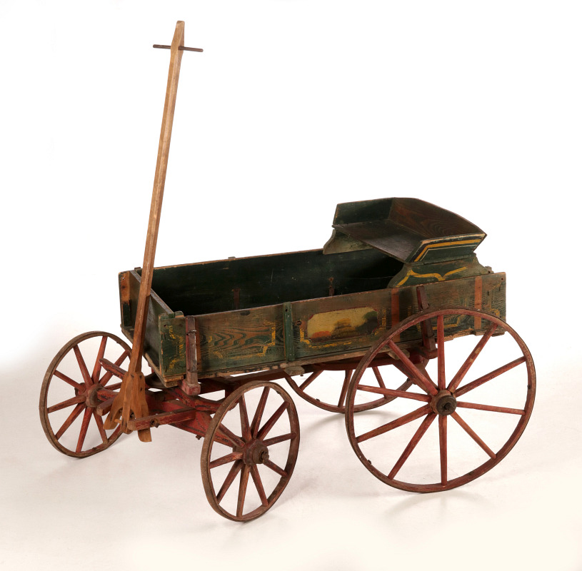 A FINE SMALL CHILD'S BUCKBOARD WAGON, ORIG PAINT