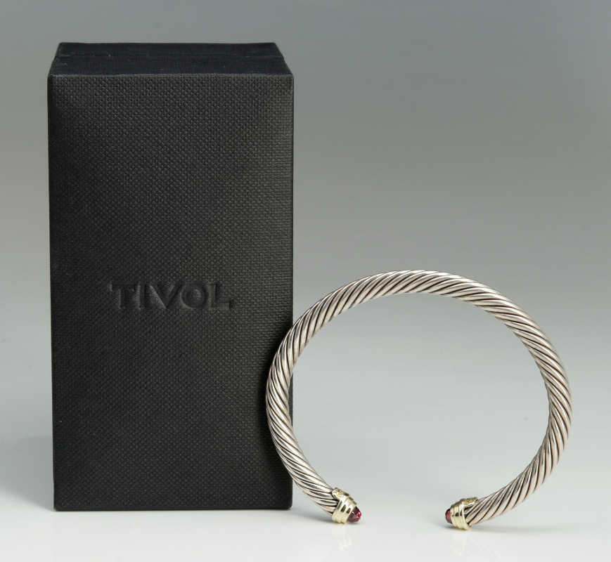 A DAVID YURMAN GOLD, STERLING AND GARNET BRACELET