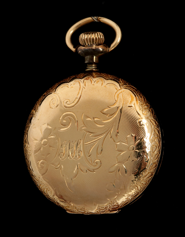 AN ELGIN 14K GOLD LADIES HUNTING CASE WATCH, 1911