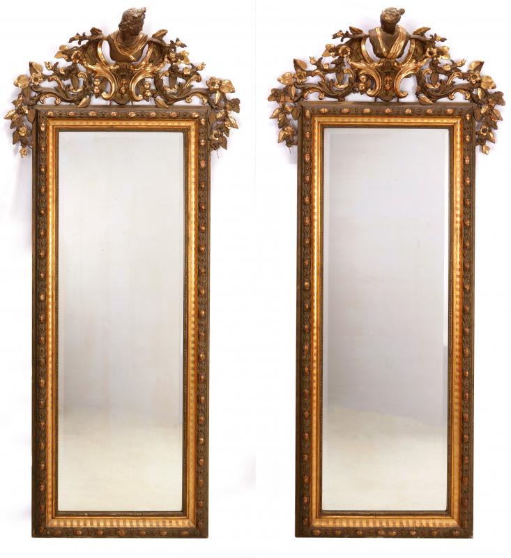 A PAIR OF 19TH CENTURY NEOCLASSICAL PIER MIRRORS