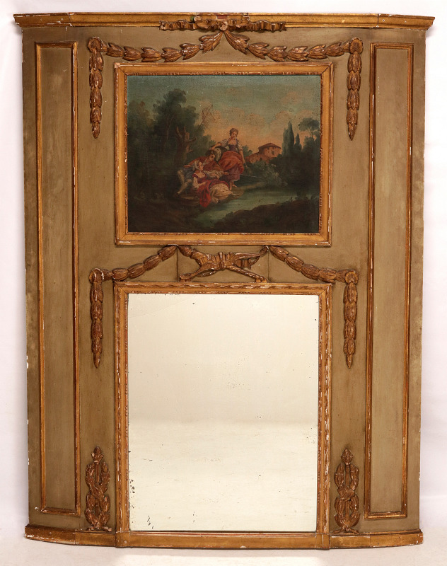 AN EARLY 19TH CENTURY FRENCH TRUMEAU MIRROR