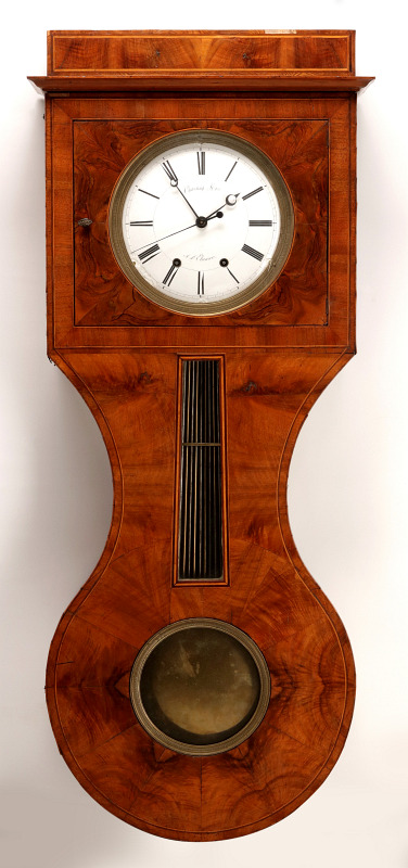 A RARE 19C FRENCH BIEDERMEIER INFLUENCE WALL CLOCK