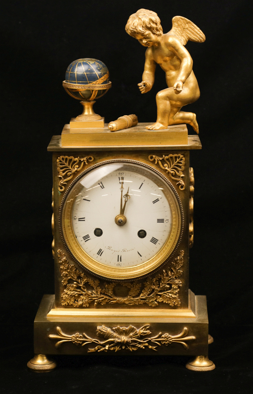 A 19TH CENTURY FRENCH BRONZE DORE' CLOCK