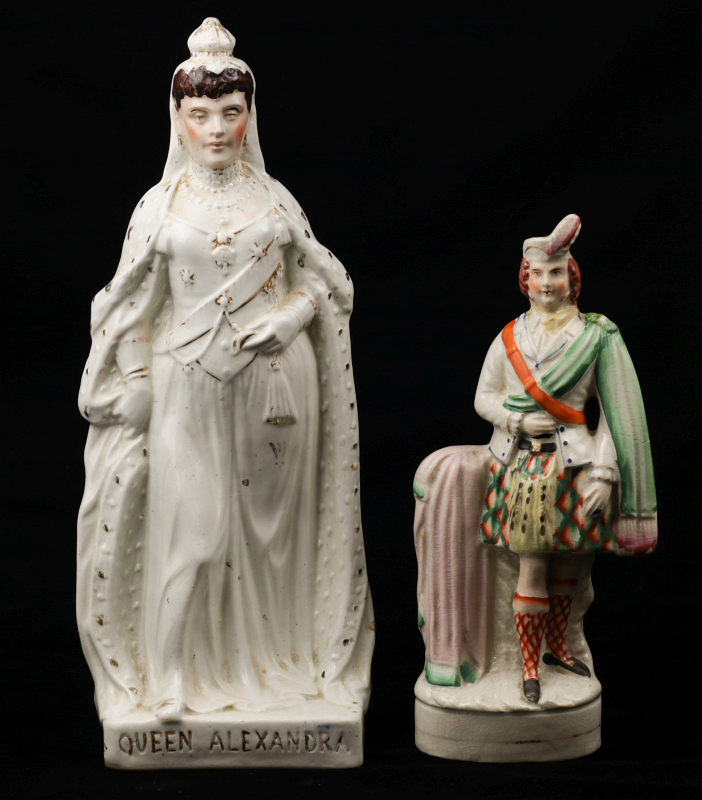 QUEEN ALEXANDRA & HIGHLANDER STAFFORDSHIRE FIGURES