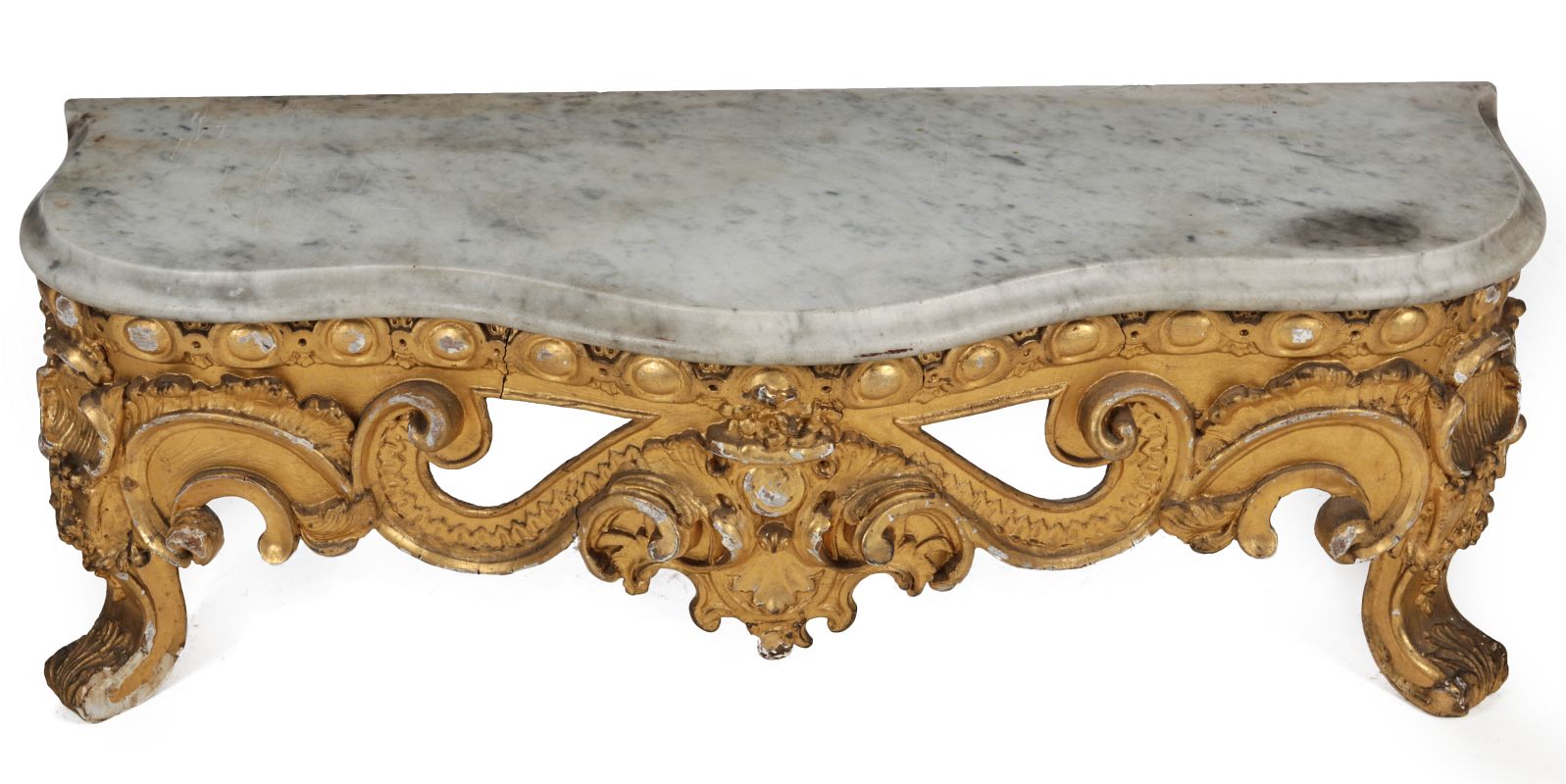 A 19TH CENTURY MARBLE TOP PIER MIRROR BASE