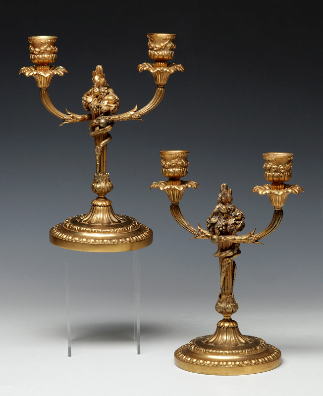 A PAIR 19TH CENTURY FRENCH BRONZE DORE' CANDELABRA